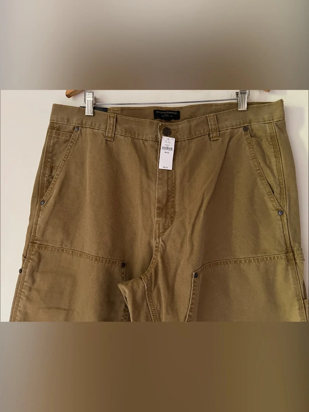 NWT Banana Republic Men's Workwear Utility Carpenter Pants Golden Beige Sz 38x32